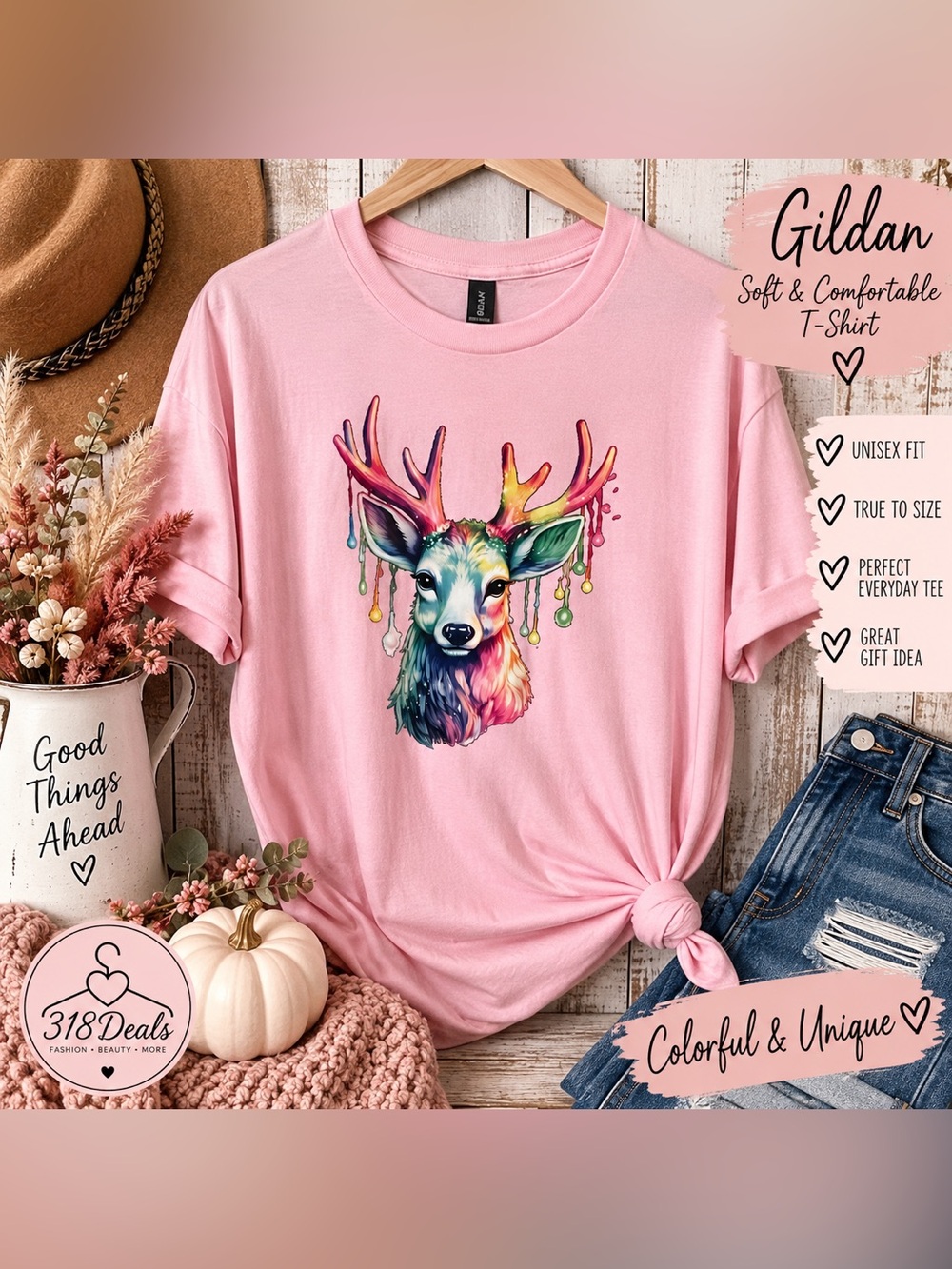 Pink Graphic Deer Tee